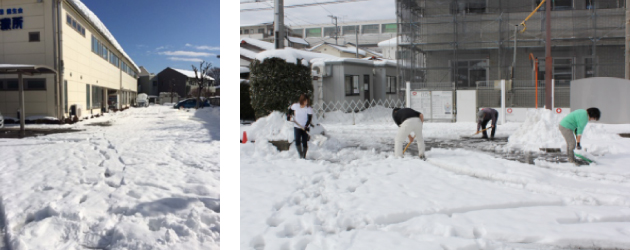 雪かきに奮闘